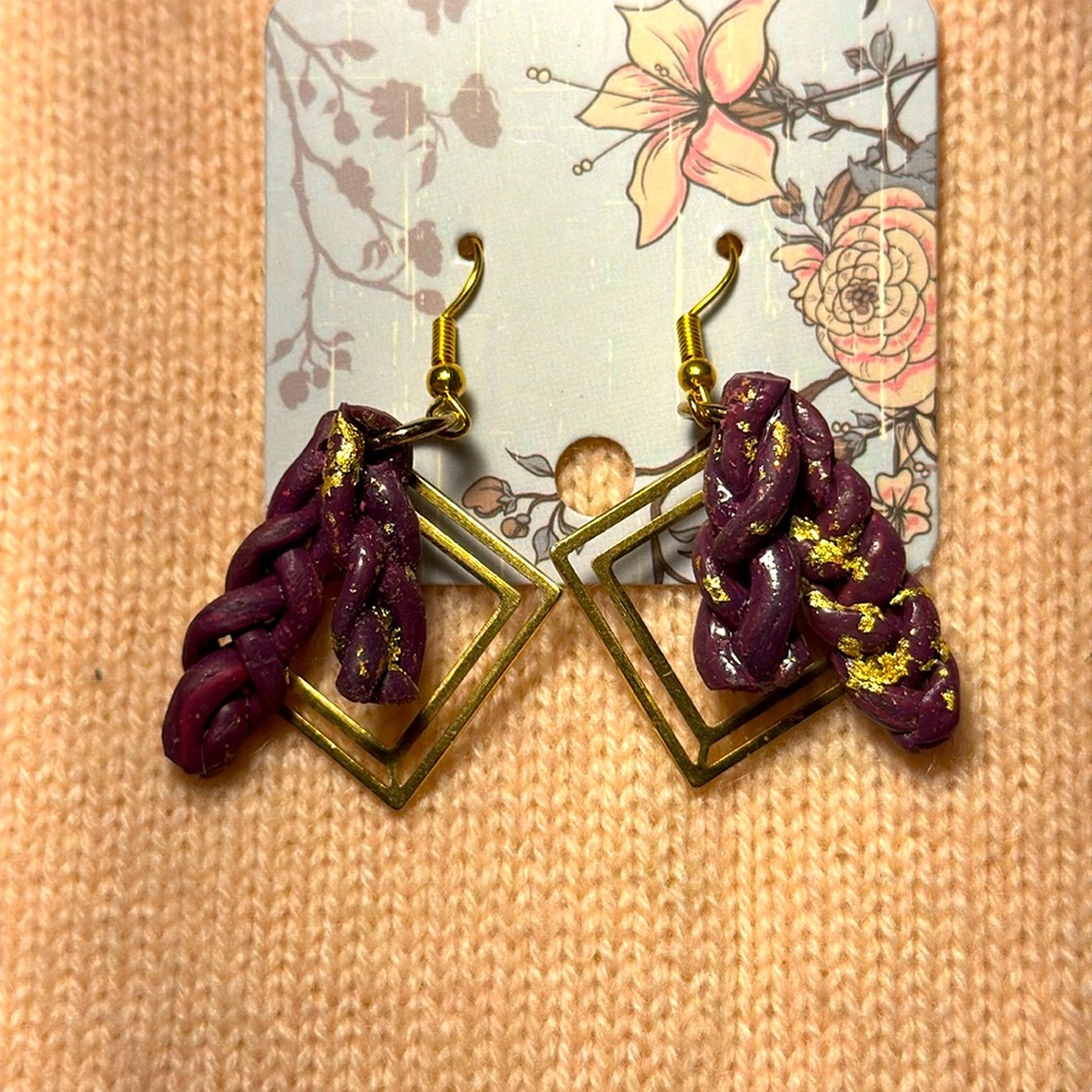 Metal and polymer clay handmade earrings